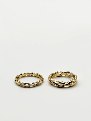 Womens Two pack gold chain detail rings - - One Size - SVNX - Modalova