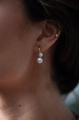 Womens Double Pearl Earring in Gold - - One Size - SVNX - Modalova