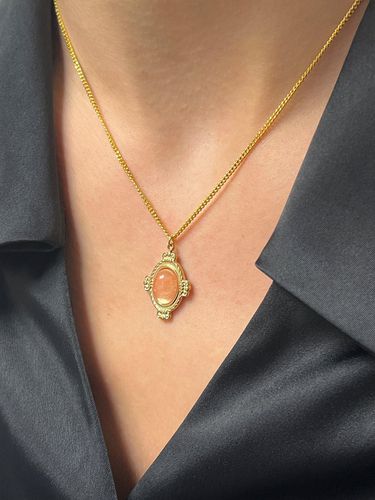 Womens Vintage Style Gold Plated Necklace With Rose Quartz Gemstone Pendant - - One Size - SVNX - Modalova