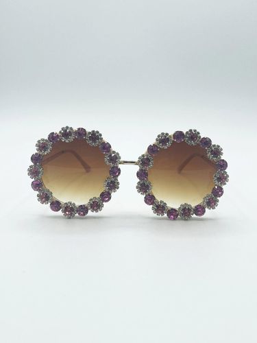 Womens Round Floral Crystal Gem Sunglasses in - One Size - NastyGal UK (+IE) - Modalova
