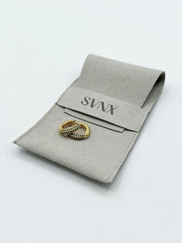 Womens Diamante Huggie Hoop Earring in Gold and Green - - One Size - SVNX - Modalova