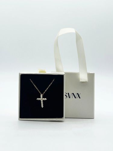 Womens Diamante Cross Necklace in Gold - - One Size - SVNX - Modalova