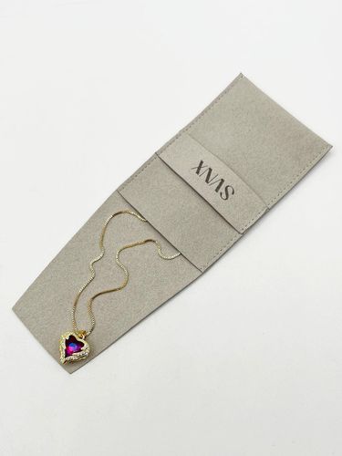 Womens Pink Stone Heart Necklace In a Diamante Setting - - One Size - SVNX - Modalova
