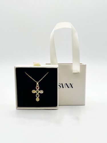 Womens Cross Pendant Necklace in Multi Colour Stones - - One Size - SVNX - Modalova