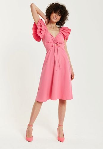 Womens Frill Sleeves Midi Dress in With Ruching Front - 8 - NastyGal UK (+IE) - Modalova