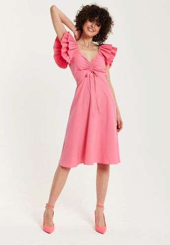 Womens Frill Sleeves Midi Dress in With Ruching Front - 10 - NastyGal UK (+IE) - Modalova
