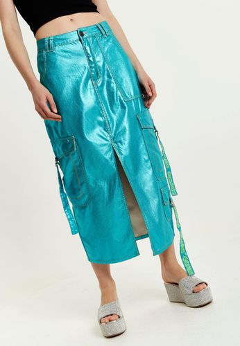 Womens Metallic Blue Midi Skirt - 8 - NastyGal UK (+IE) - Modalova