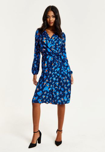 Womens Abstract Print Midi Fake Wrap Dress - 6 - NastyGal UK (+IE) - Modalova