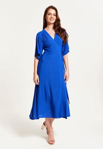 Womens Royal Maxi Wrap Dress With Kimono Sleeves - 16 - Liquorish - Modalova