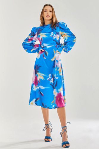 Womens Floral Satin Cut Out Back Midi Dress - 10 - NastyGal UK (+IE) - Modalova