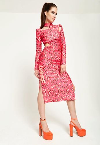 Womens Flame Clashing Colours Midi Dress With Cut Out Details - 14 - House of Holland - Modalova