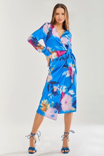 Womens Floral Satin Wrap Midi Dress - 8 - NastyGal UK (+IE) - Modalova