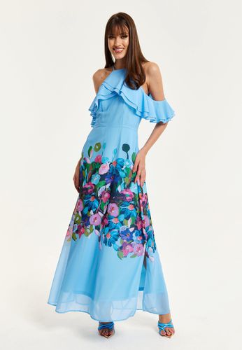 Womens Floral Print Maxi Dress With Frill Details in - 10 - Liquorish - Modalova