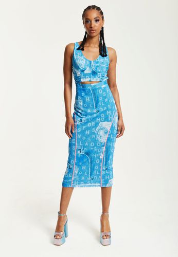 Womens Denim Print Midi Dress With Cut Out - - 12 - NastyGal UK (+IE) - Modalova