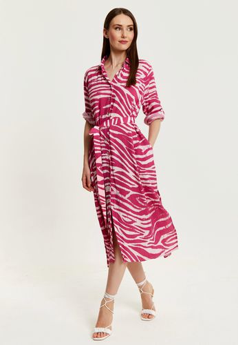 Womens Fuchsia Zebra Print Midi Shirt Dress - - 14 - Liquorish - Modalova