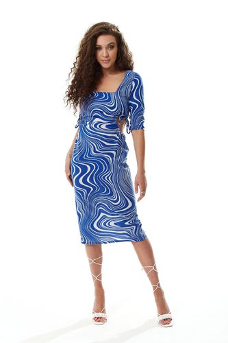 Womens Marble Print Jersey Midi Dress with Cut Out Details in - 10 - Liquorish - Modalova