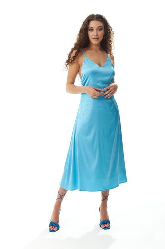 Womens Blue Satin Midi Dress - 8 - NastyGal UK (+IE) - Modalova