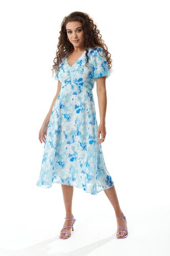 Womens Floral Midi Dress with Short Sleeves - 8 - NastyGal UK (+IE) - Modalova