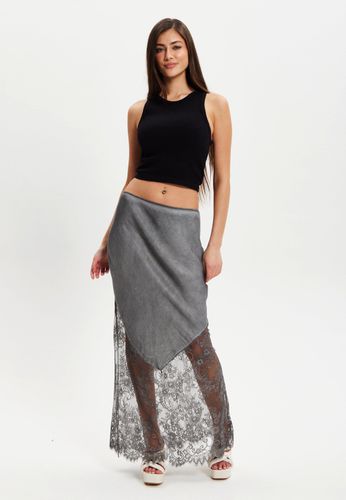Womens Oil Wash Lace Skirt - - One Size - Liquorish - Modalova
