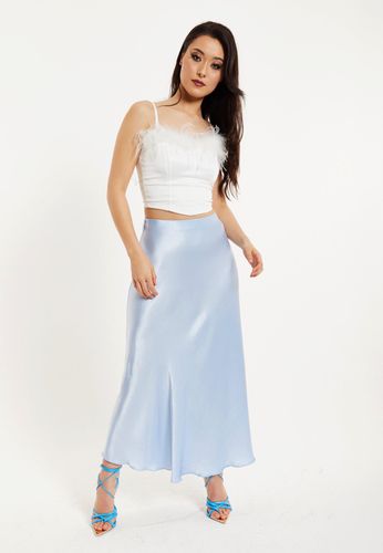Womens Bias Cut Aqua Satin Skirt - One Size - NastyGal UK (+IE) - Modalova