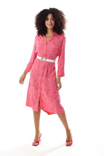 Womens Flamingo Print Midi Shirt Dress with Belt - S - Liquorish - Modalova