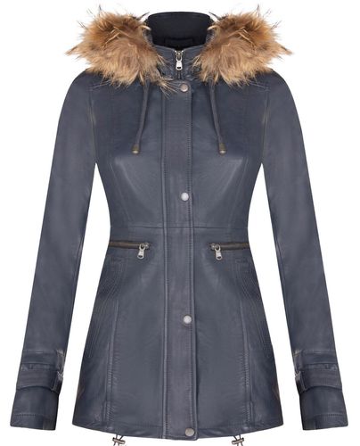 Womens Warm Leather Hooded Parka Jacket-Northwich - - 24 - NastyGal UK (+IE) - Modalova