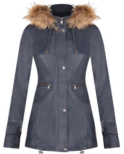 Womens Warm Leather Hooded Parka Jacket-Northwich - - 14 - NastyGal UK (+IE) - Modalova