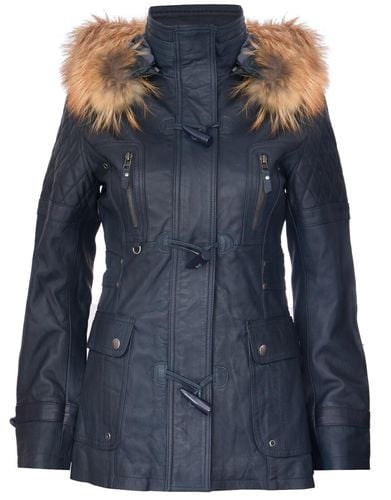 Womens Quilted Leather Hooded Parka Jacket-Northampton - - 16 - Infinity Leather - Modalova
