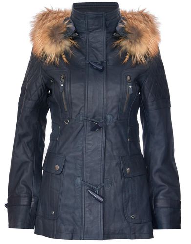 Womens Quilted Leather Hooded Parka Jacket-Northampton - - 18 - Infinity Leather - Modalova