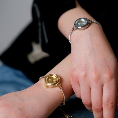 Womens Stainless Steel Gold and Silver Bangle Adjustable Bracelet Wrist Watch - - One Size - NastyGal UK (+IE) - Modalova