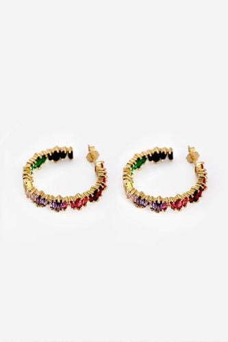 Womens Gold Large Rainbow Hoop Earrings With Colourful Baguette Stones - - One Size - NastyGal UK (+IE) - Modalova