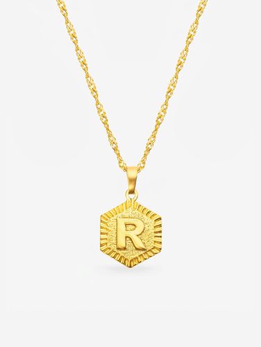 Womens Gold Initial Coin Necklace With Singapore Chain - - 18 inches - NastyGal UK (+IE) - Modalova