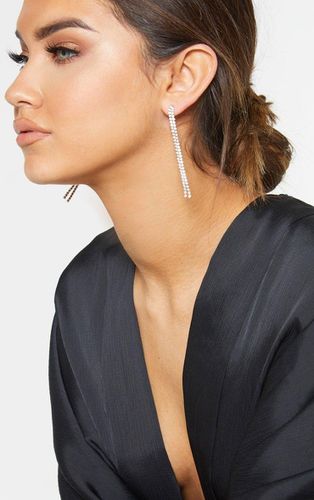 Womens Silver Diamante Chain Drops - - One Size - NastyGal UK (+IE) - Modalova