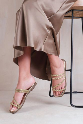 Womens 'Dream' Strappy Flat Slider Sandals With Diamante Detail - - 3 - NastyGal UK (+IE) - Modalova