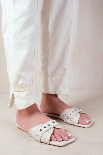 Womens 'Saturn' Double Cross Over Strap Flat Sandals With Stud Details - - 7 - NastyGal UK (+IE) - Modalova