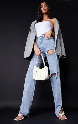 Womens Tall Bleach Wash Ripped Split Hem Jeans - - 6 - NastyGal UK (+IE) - Modalova