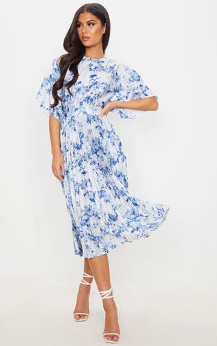 Womens Pastel Floral Print Open Back Pleated Midi Dress - 4 - NastyGal UK (+IE) - Modalova