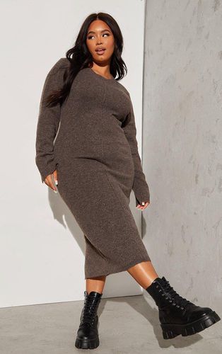 Womens RENEW Plus Chocolate Knitted Seam Front Midaxi Dress - - XXXL - NastyGal UK (+IE) - Modalova