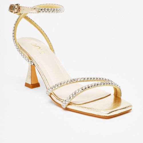Womens Diamante Asymmetric Heeled Sandals - - 4 - Quiz - Modalova