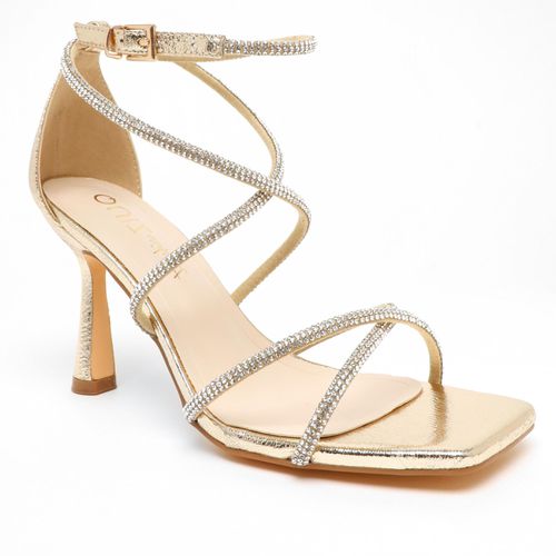 Womens Wide Fit Diamante Cross Strap Heeled Sandals - - 7 - Quiz - Modalova