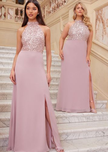 Womens Embellished Chiffon Maxi Dress - - 12 - Quiz - Modalova