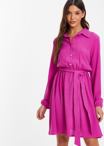 Womens Shirt Mini Dress - Pink - 8 - Quiz - Modalova