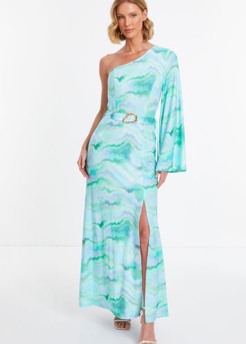 Womens Slinky Marble One Shoulder Fluted Dress - - 14 - NastyGal UK (+IE) - Modalova