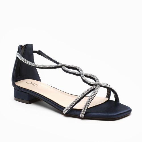 Womens Satin Diamante T-Strap Flat Sandals - - 3 - Quiz - Modalova