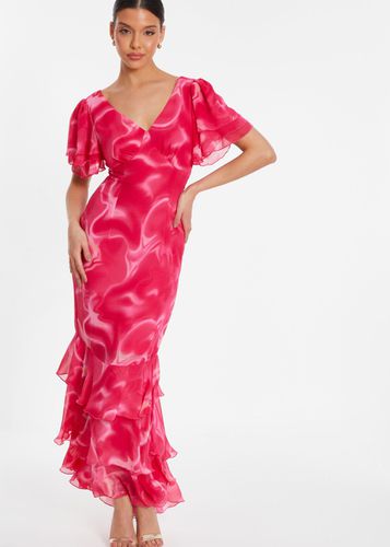 Womens Swirl Print Chiffon Maxi Dress - - 8 - Quiz - Modalova