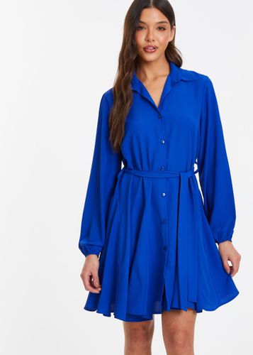 Womens Shirt Mini Dress - Blue - 10 - Quiz - Modalova