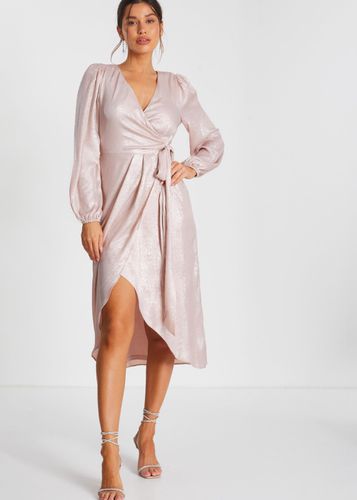 Womens Foil Wrap Midi Dress - - 8 - Quiz - Modalova