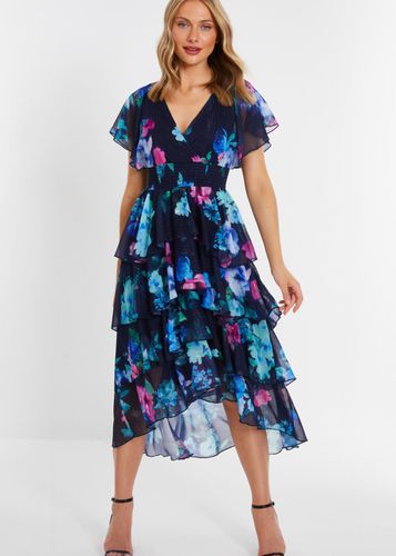 Womens Floral Dip Hem Tiered Midi Dress - - 16 - NastyGal UK (+IE) - Modalova
