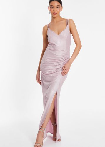 Womens Shimmer Ruched Maxi Dress - - 14 - Quiz - Modalova