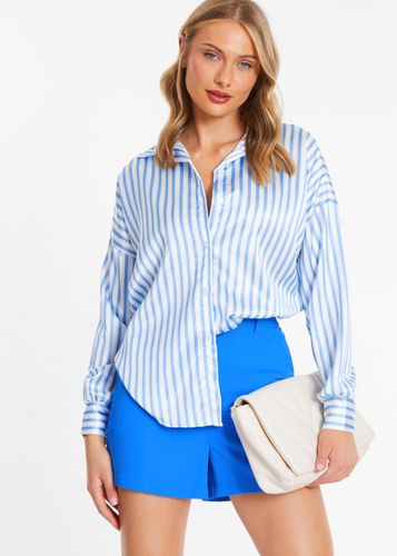 Womens Stripe Print Satin Shirt - - S - NastyGal UK (+IE) - Modalova